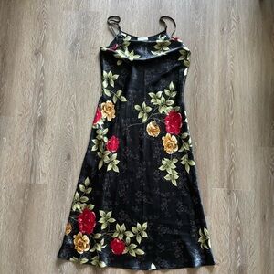 Jones New York - Floral Maxi Black Slip Dress - Size US Medium
